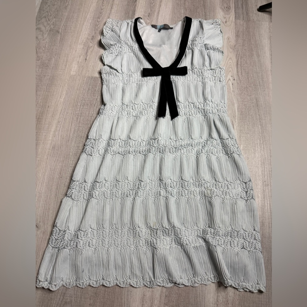 Anthropologie EVA FRANCO Small Dress black Velvet Bow Sage Green